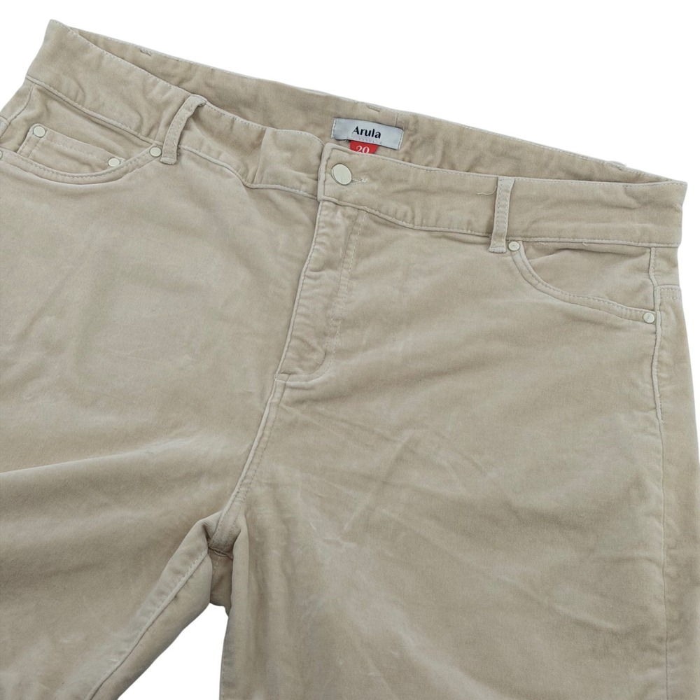 Arula Corduroy Pants Womens 20‎ Tan Beige Straight Leg High Rise Stretch Plus